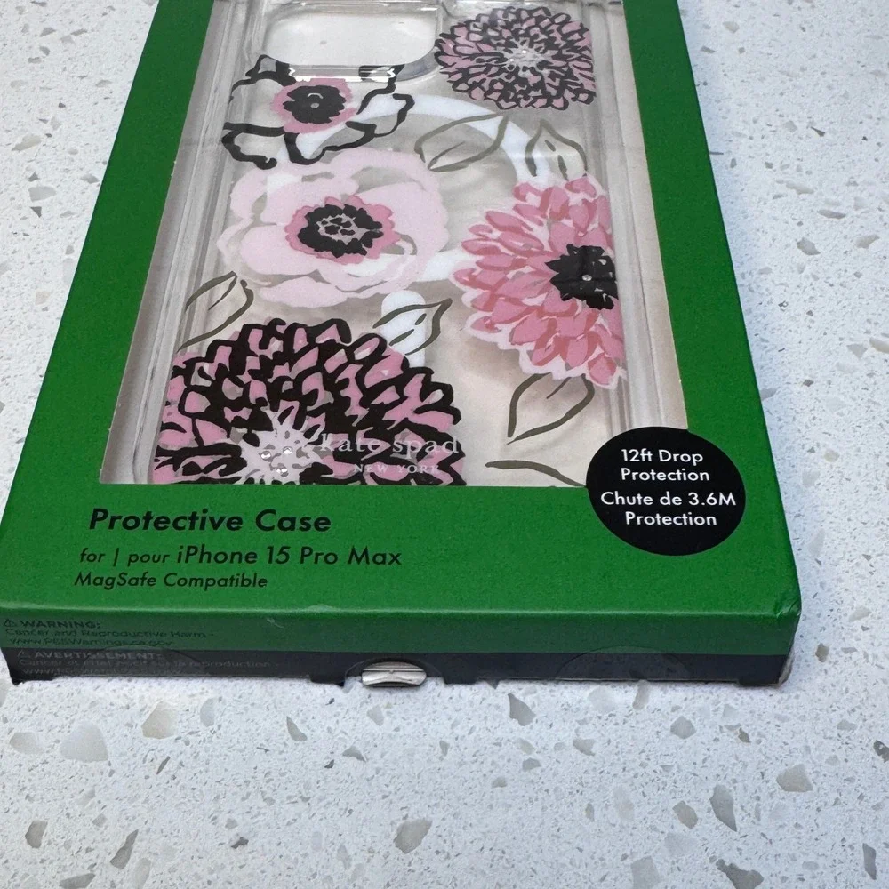 Kate Spade for iPhone 15 Pro Max Case MagSafe Big Flowers Clear Protective Cover